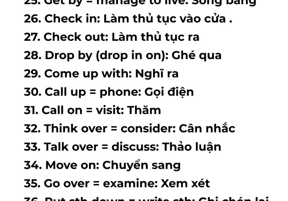 80 CỤm ĐỘng TỪ Phrasal Verbs ThÔng DỤng Trong TiẾng Anh Nền Tảng Luyện Thi Và đánh Giá Năng 